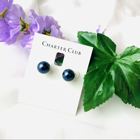 🌹Charter Club GLD NAVY 12MM STD ER Pearl tower stud Earring Jewellery fo… - Picture 3 of 7